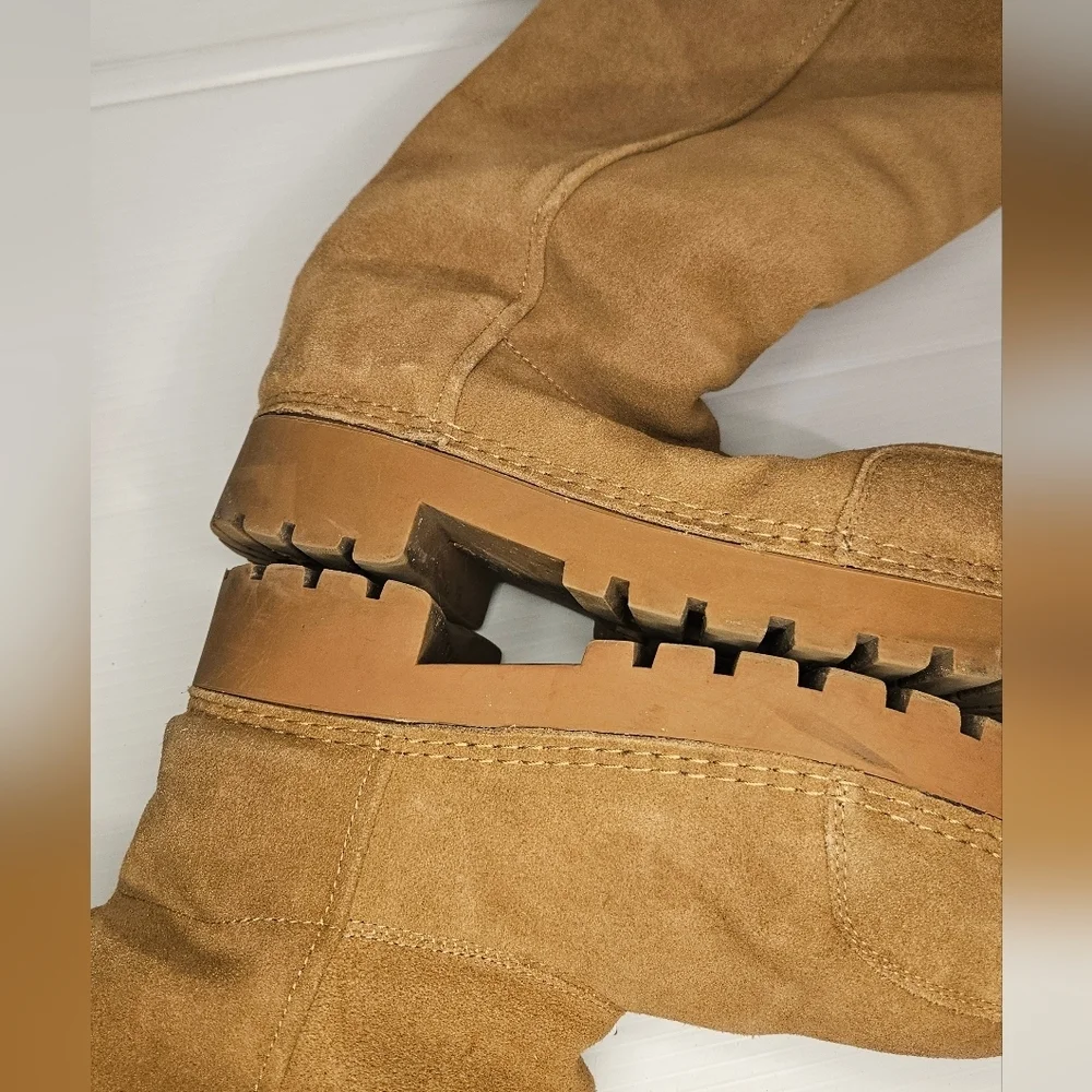 BARTONEAGA Womens Tan Suede Shearling Lined Mid Calf Winter Boot Sz 245 US 7–7,5